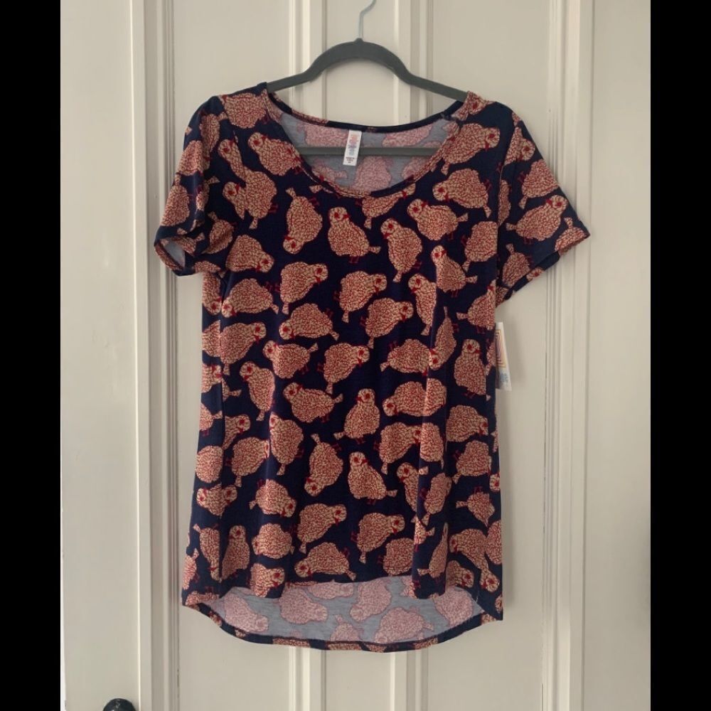 NWT Lularoe Classic Tee blue/pink chicks XS - Picture 1 of 4